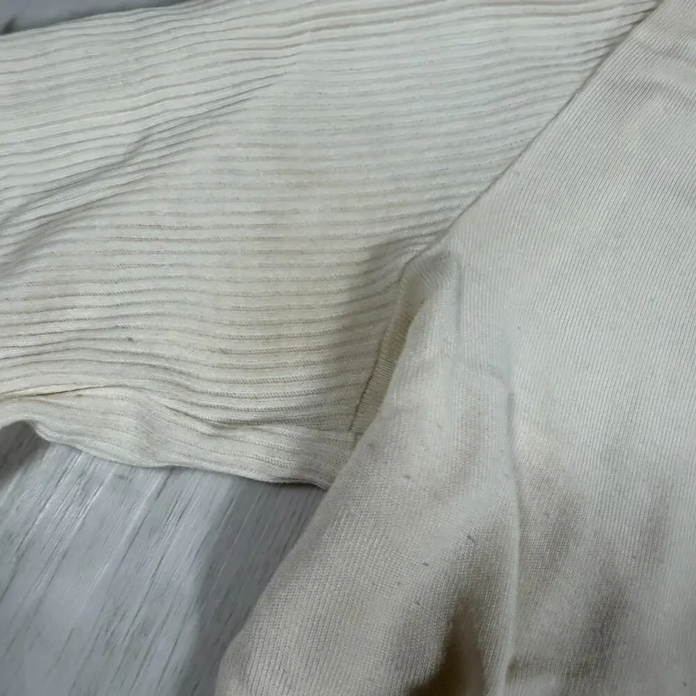 ALO Yoga Top Women's Size Small White Ribbed Waist Tie Wrap Long Sleeve